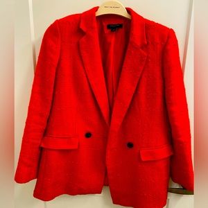 Ann Taylor barely worn Petite Tweed Double Breasted Blazer in Vermillion Kiss